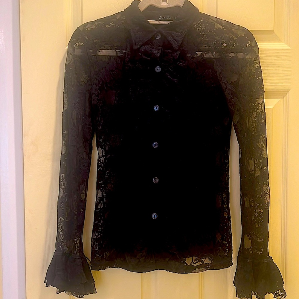 Beautiful Lisa P black lace blouse